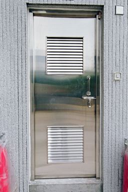 A Fire-rated door with double louvers